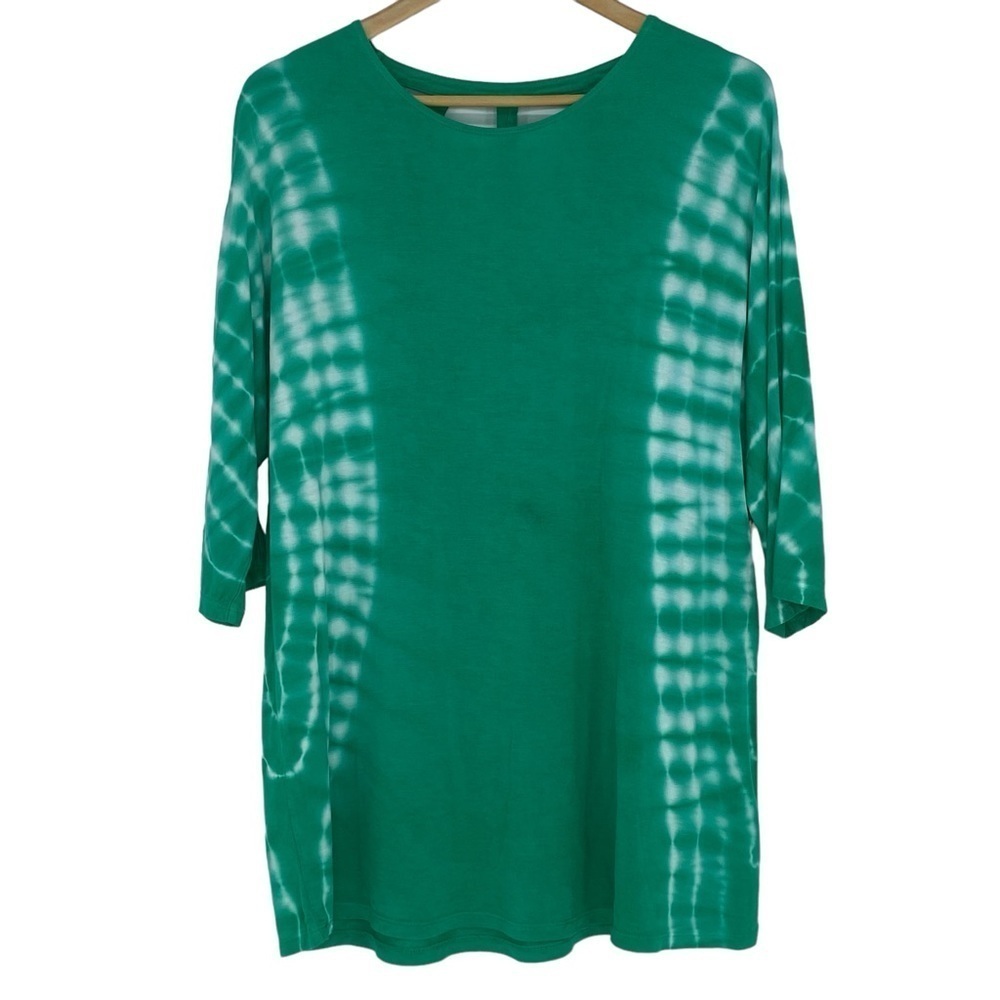 Davina green & white tie dye cut out back oversized top wms sz large